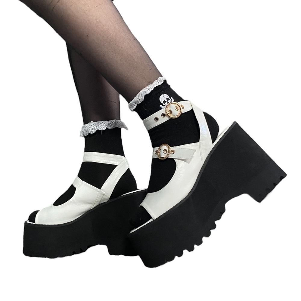 Lemon Drop by DollsKill | NWOT’s platform strappy Y2K gothic grunge sandals - Picture 8 of 10